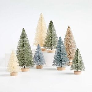 NWT Crate&Barrel Sage and Silver Bottle Brush Trees Set of 8